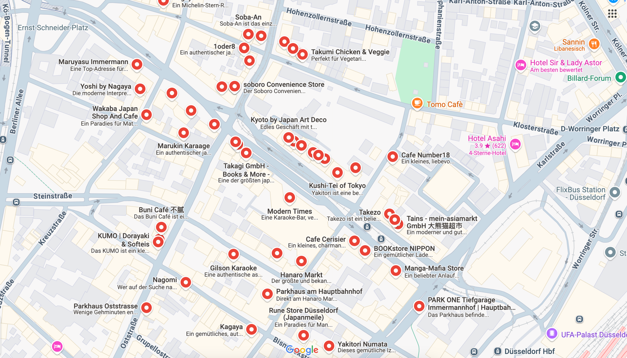 Google Maps Karte Little Tokyo Düsseldorf